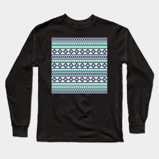 Tribal pattern in ocean colors Long Sleeve T-Shirt